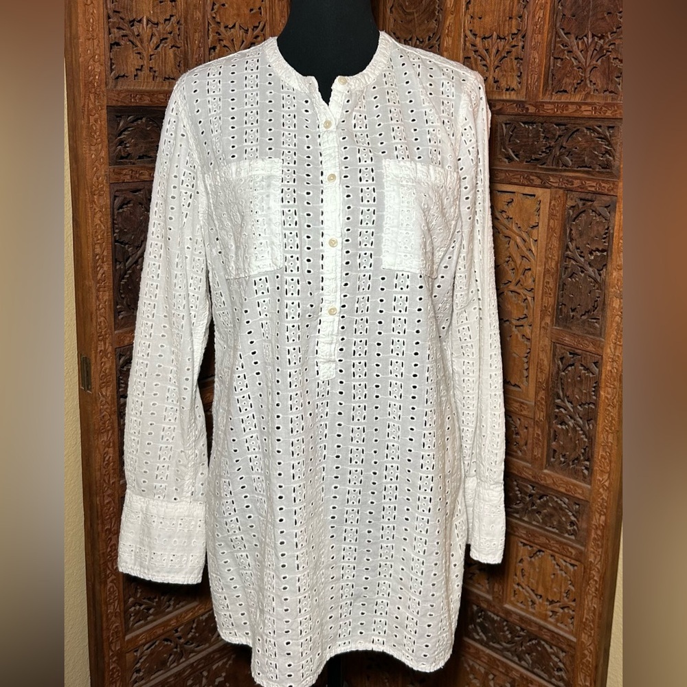 Merona White Eyelet Button Down Tunic Shirt - or Dress